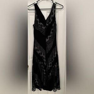 Beautiful Black velvet and sheer mid calf dress. Size 6